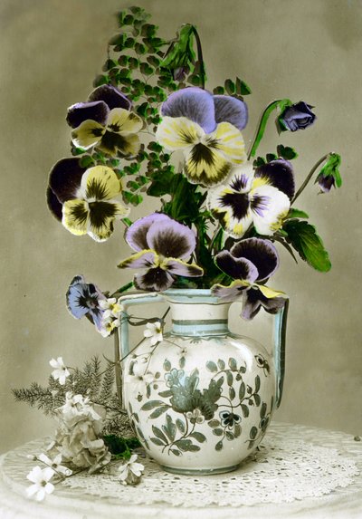 Vase of Pansies by French School